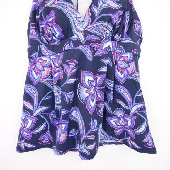 NWOT Lands End Purple Paisley Racerback Tankini Swim Top Super Soft Size 10 - Picture 3 of 8